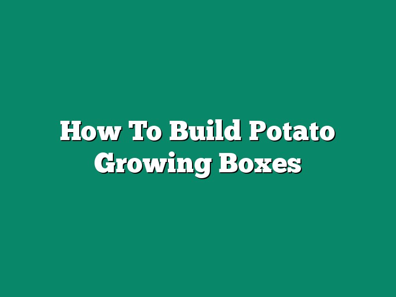 How To Build Potato Growing Boxes