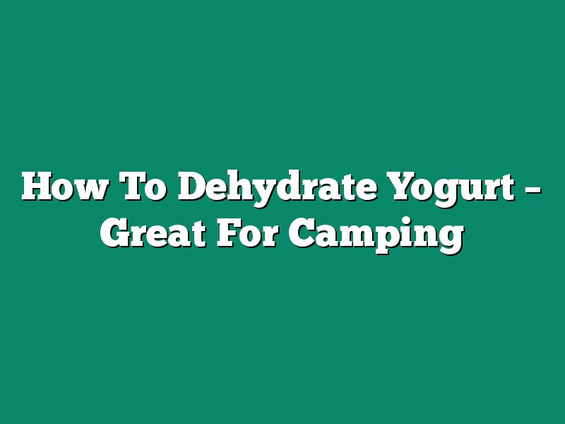 How To Dehydrate Yogurt – Great For Camping
