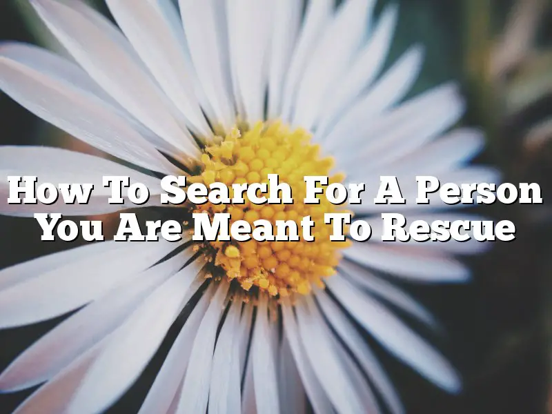 How To Search For A Person You Are Meant To Rescue