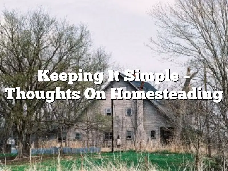 Keeping It Simple – Thoughts On Homesteading