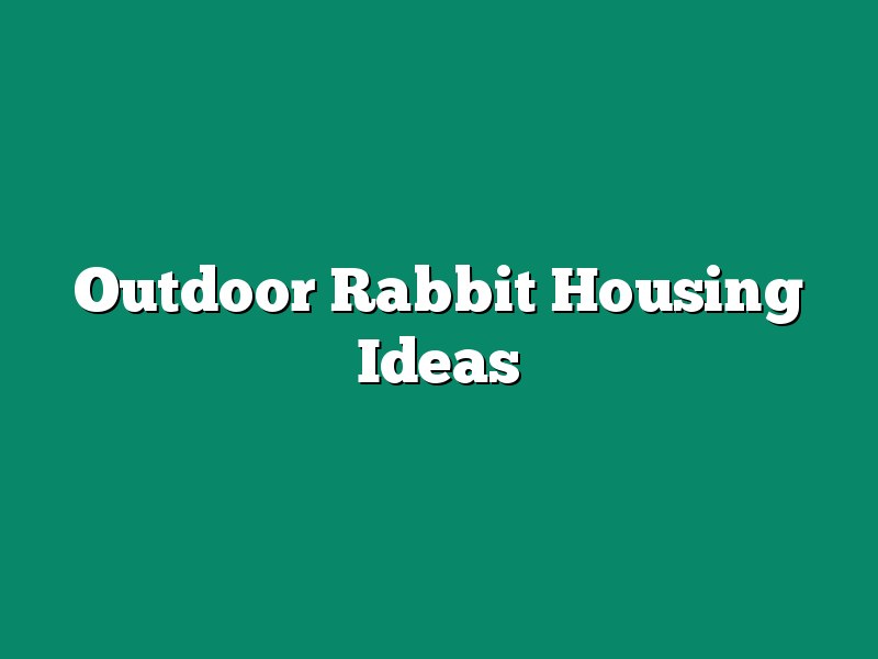 Outdoor Rabbit Housing Ideas