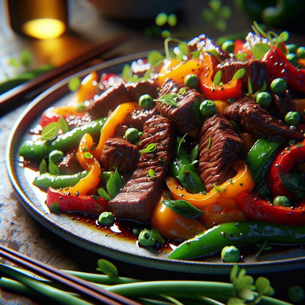 Beef Stir-fry With Peppers And Pea Shoots Recipe