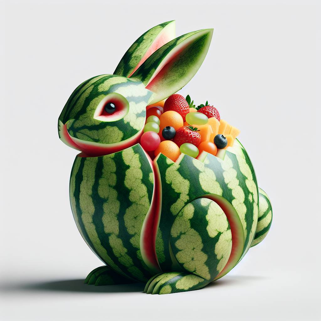 Rabbit Watermelon Carved Fruit Bowl